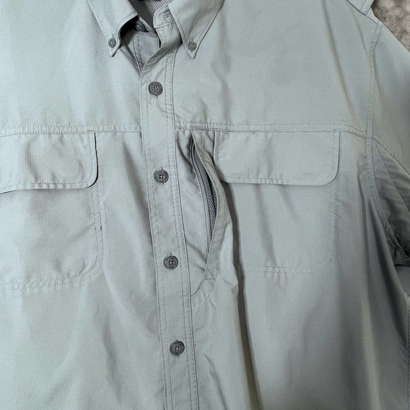 Duluth Trading Mens Fishing Shirt 2XL Vented Mesh Nylon Short Sleeve Blue - Picture 4 of 6